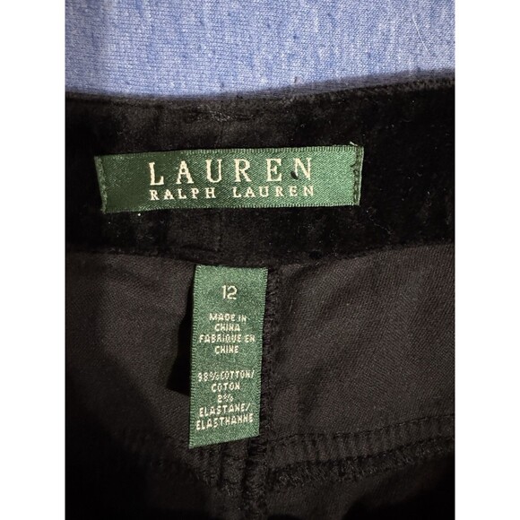 Y2k Lauren Ralph Lauren LRL Velvet Pants Black Blueish Soft‎ Velour Womens Sz12 - Picture 3 of 7